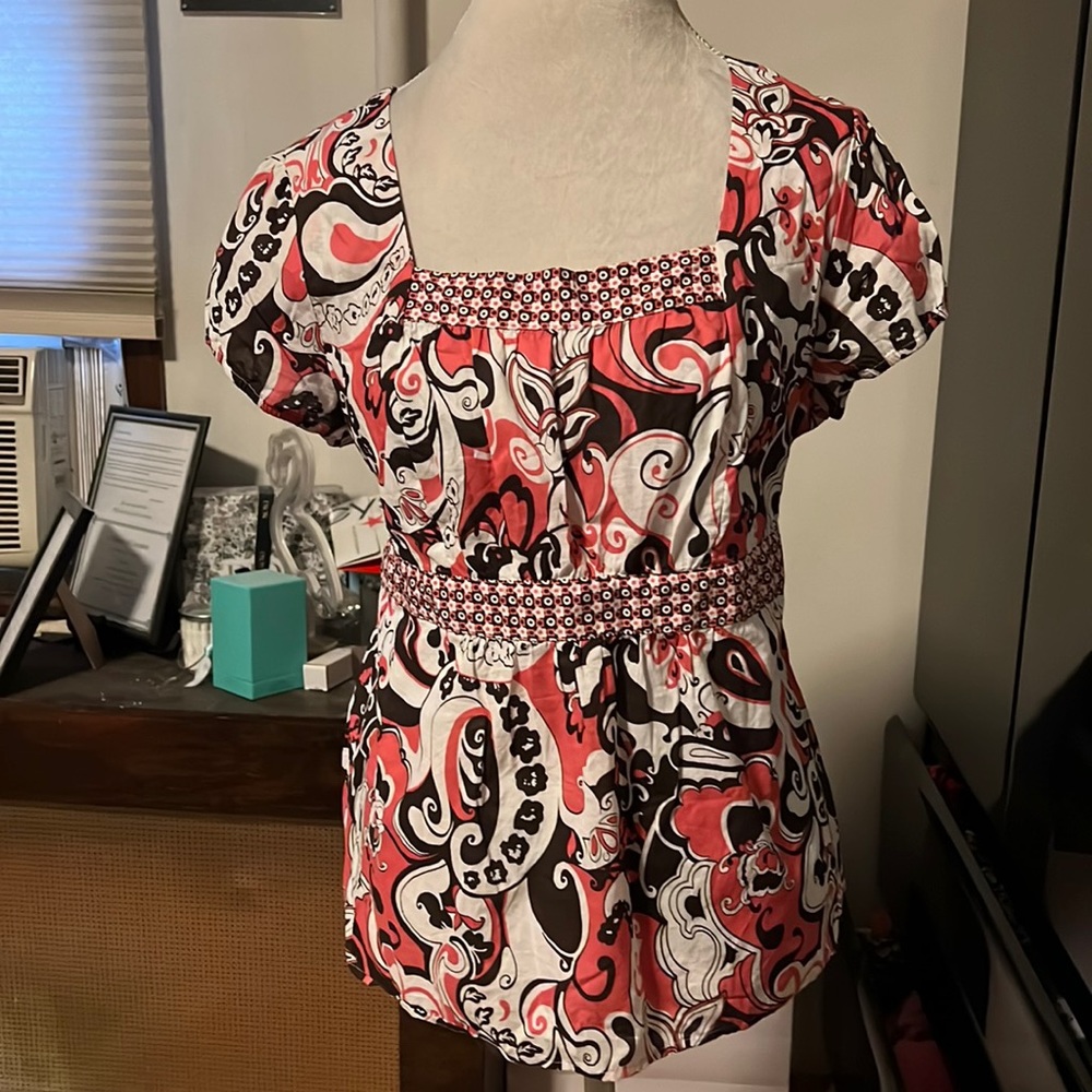 🆑FINAL PRICE‼️ Apt 9 petite xl pink brown and white blouse